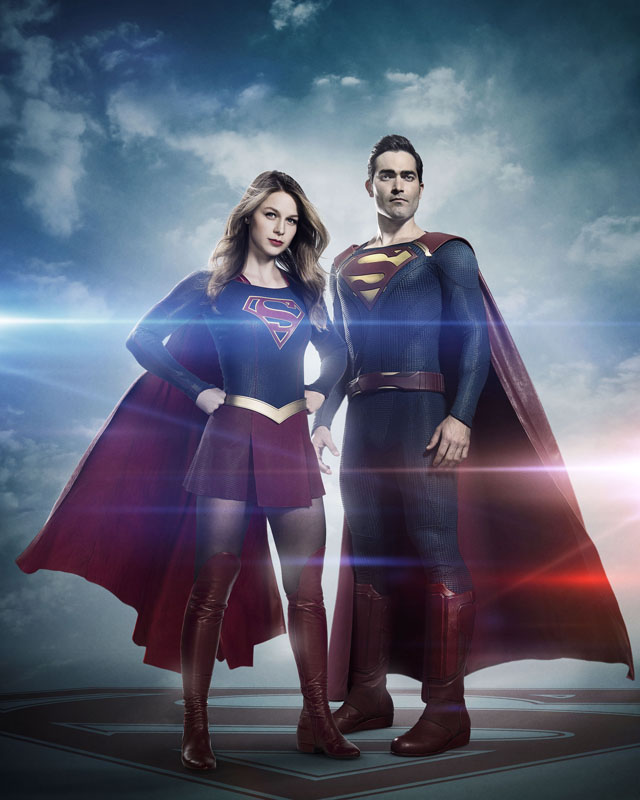 Pictured, from left: Melissa Benoist as Supergirl and Tyler Hoechlin as Superman on 