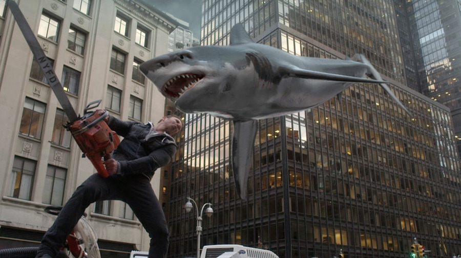 "Sharknado 2: The Second One": Ian Ziering takes action as Fin Shepard. (NBC photo by Will Hart)