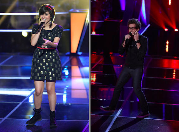 Juhi Pathak and Will Champlin on "The Voice." (NBC photos by Justin Lubin)