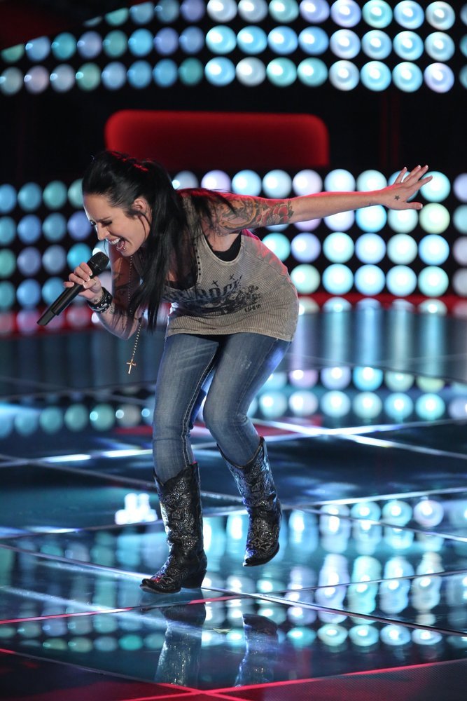 Kat Perkins performs on "The Voice." (NBC photo by Tyler Golden)