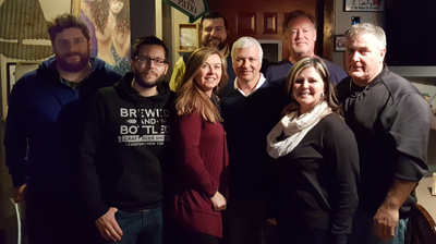 Representatives of northern Niagara-area bars and restaurants are pictured at an informational meeting this week with Mike Mulé and Kim Lawson of Designated Drivers of Buffalo. (Photo by Terry Duffy)