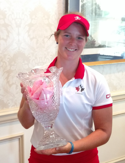 Josee Doyon with the Women's Porter Cup trophy.
