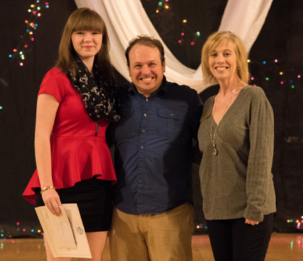 From left: Kayla Reumann, Theatre in the Mist Artistic Director Joey Bucheker and TITM trustee Yvonne Stephenson. (Photo by Christopher Swagler)
