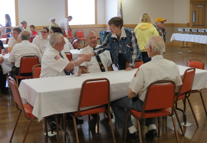Residents dined with Veterans of Foreign Wars members following the 2013 Memorial Day ceremony in the Village of Lewiston. This year's luncheon will take place inside the Lewiston No. 1 Volunteer Fire Co. firehall.