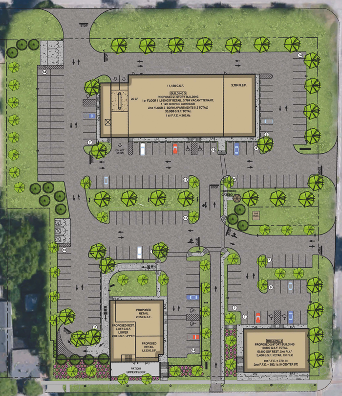Pictured is the most recent proposed plaza plan for Center, Onondaga and North Eighth streets. 