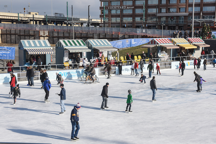 People enjoying The Ice at Canalside.