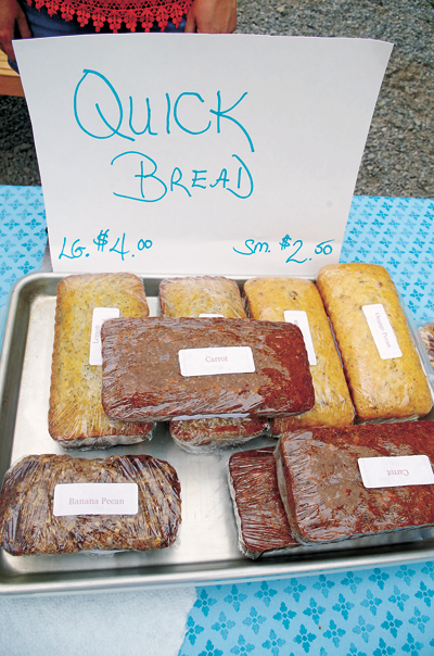 Get quick bread - like carrot, orange pecan and banana pecan - at the market.