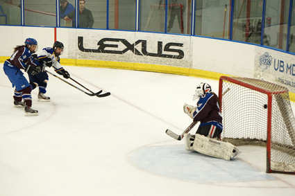 Kenmore/Grand Island's Lina Mirabella rips a shot into the top right corner of the net for a 3-0 lead.