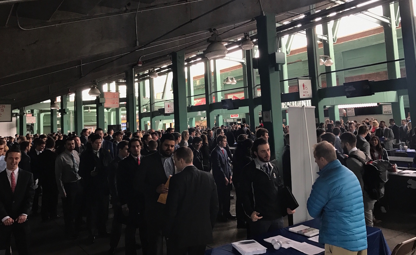 The scene in the right field concourse of Fenway during the career fair.