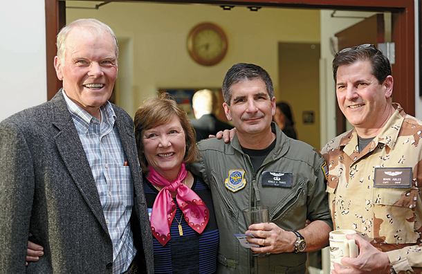 Lt. Col. Mark Ables, 914 Airlift Wing, poses alongside former members of the 914th Airlift Wing.