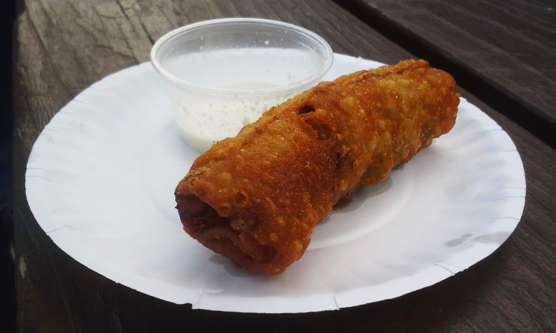 Charlie the Butcher used a fusion of Buffalo and Asian cuisine to create its Beef on Weck Egg Roll ($2).