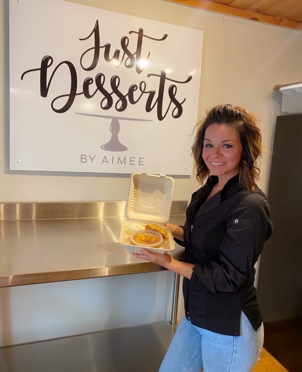 Just Desserts by Aimee owner/chef Aimee Loughran shows off her popular peach shortcake. (Photos courtesy of Aimee Loughran)