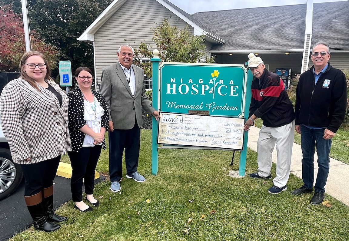 Niagara Hospice staff and members of the Jack Beatty Memorial Hospice Cruise and Clambake committee, from left: Colleen Daddario, Allison Bolt (both with Niagara Hospice); John Lomeo, Niagara Hospice president and CEO; Paul Beatty Sr., event chairman; and Paul Luzzi, event committee. (Submitted)