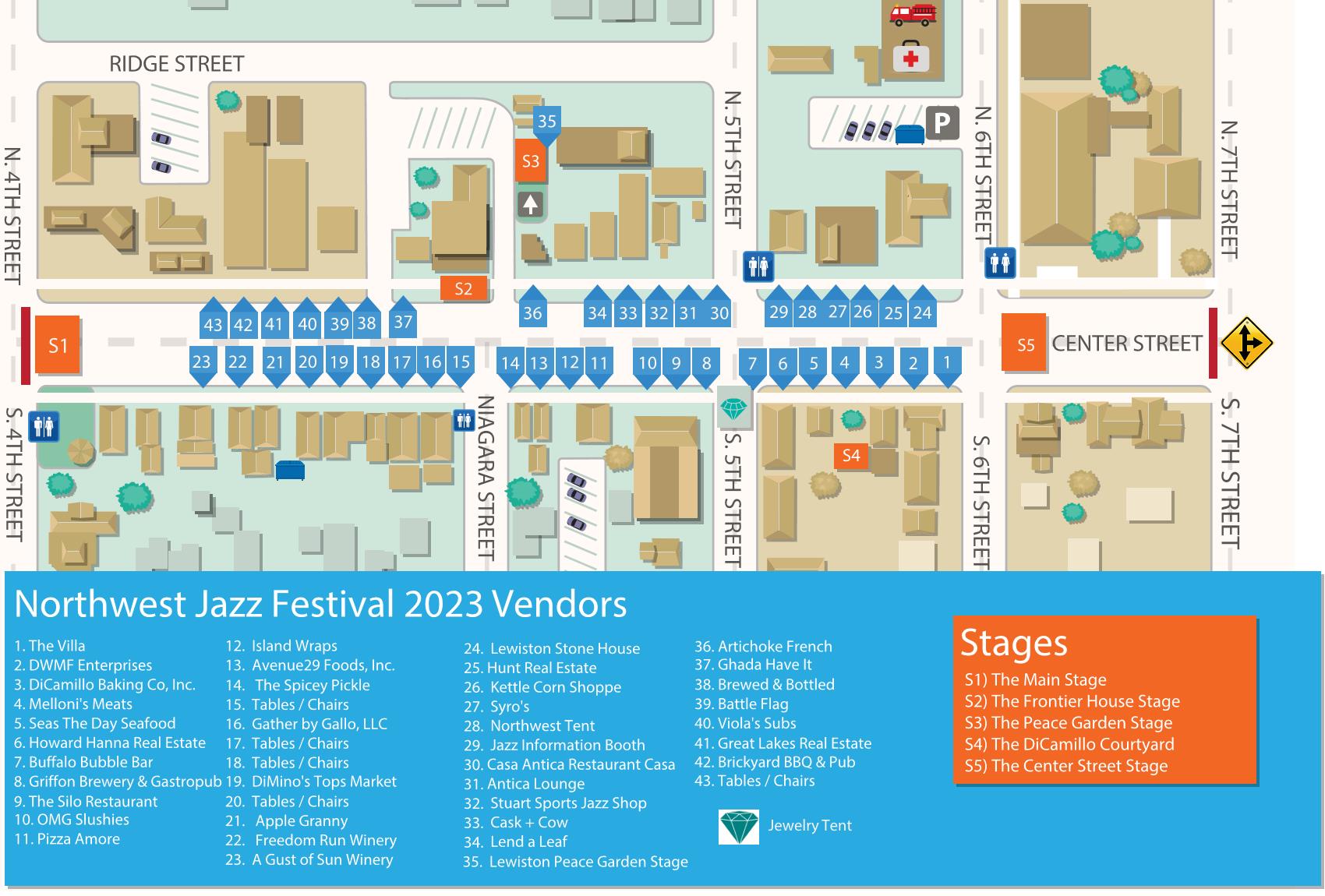 The Jazz Festival released the following vendor map.