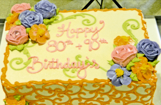 Guests enjoyed a delicious birthday cake.