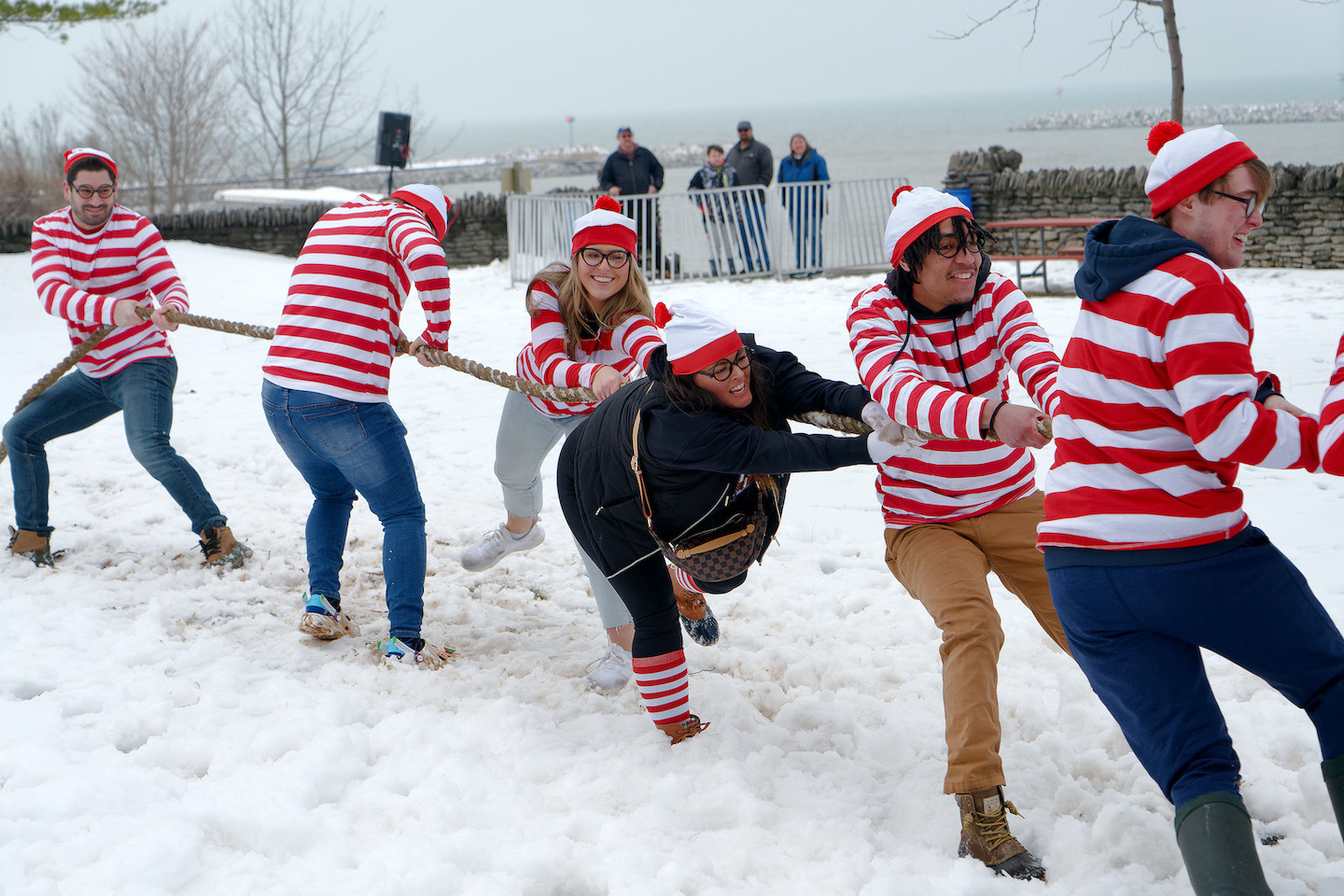 The `Waldos` having fun in the tug-of-war.