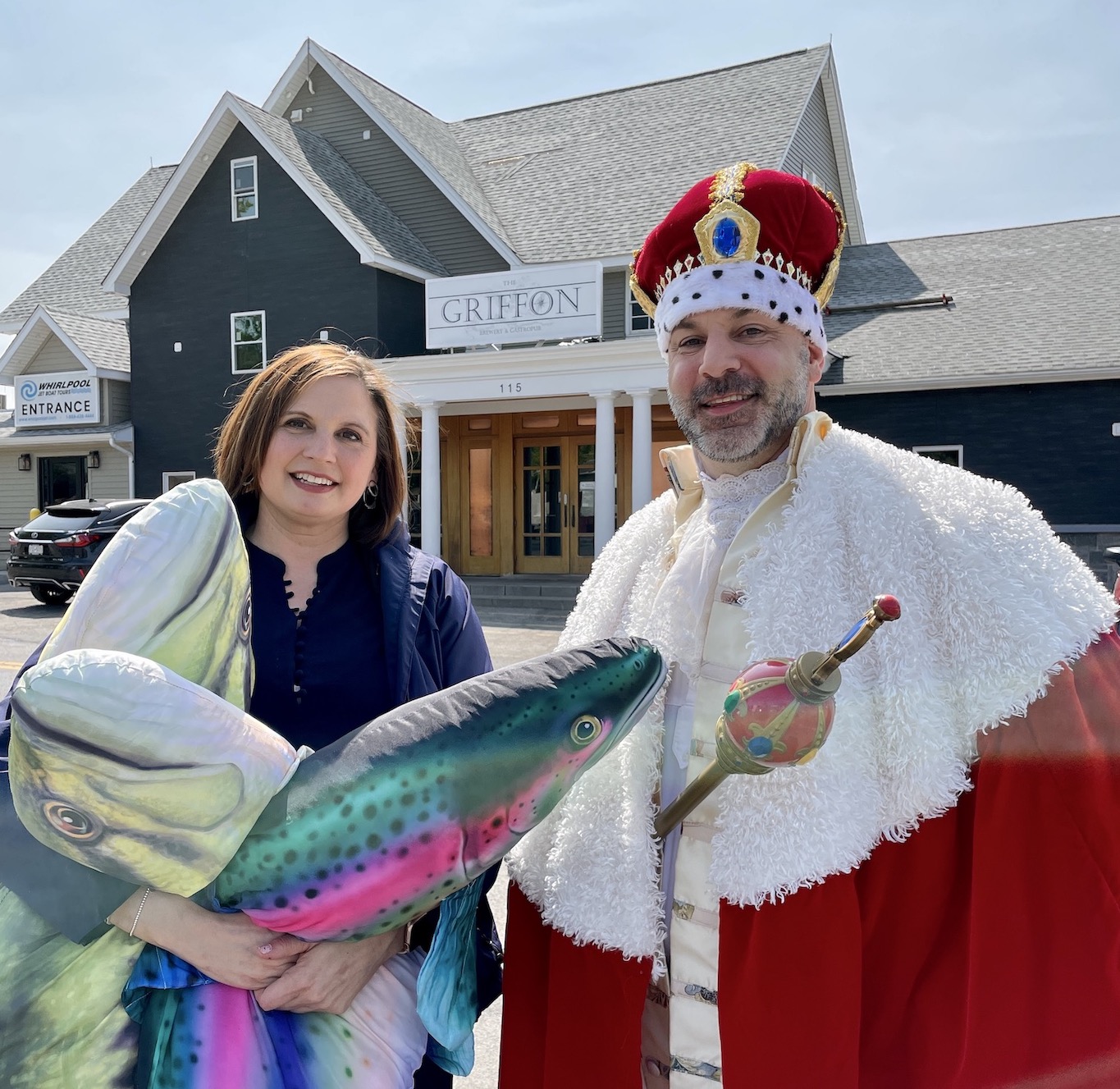 Pictured at the Griffon in Lewiston, site of the 2023 Smelt Festival, are Upward Niagara Chamber of Commerce President Jennifer Pauly and `Smelt King` Ken Scibetta, co-owner of the restaurant.