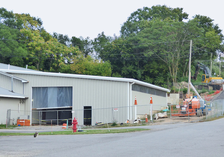 Construction work continues on the new Village of Lewiston Department of Public Works garage additions.