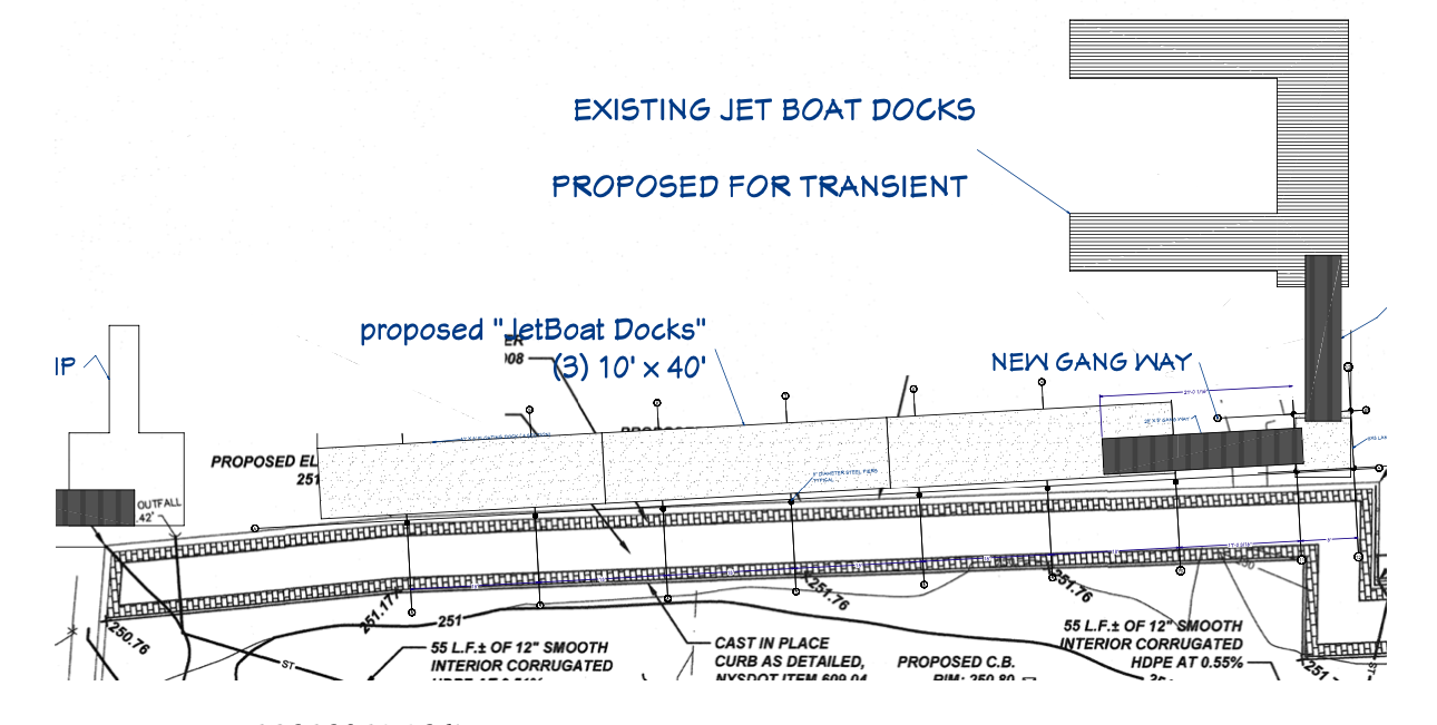 An artist's rendering of Whirlpool Jet Boat Tours' proposed new docking system. (Image by Giusiana Architects // courtesy of the Village of Lewiston)