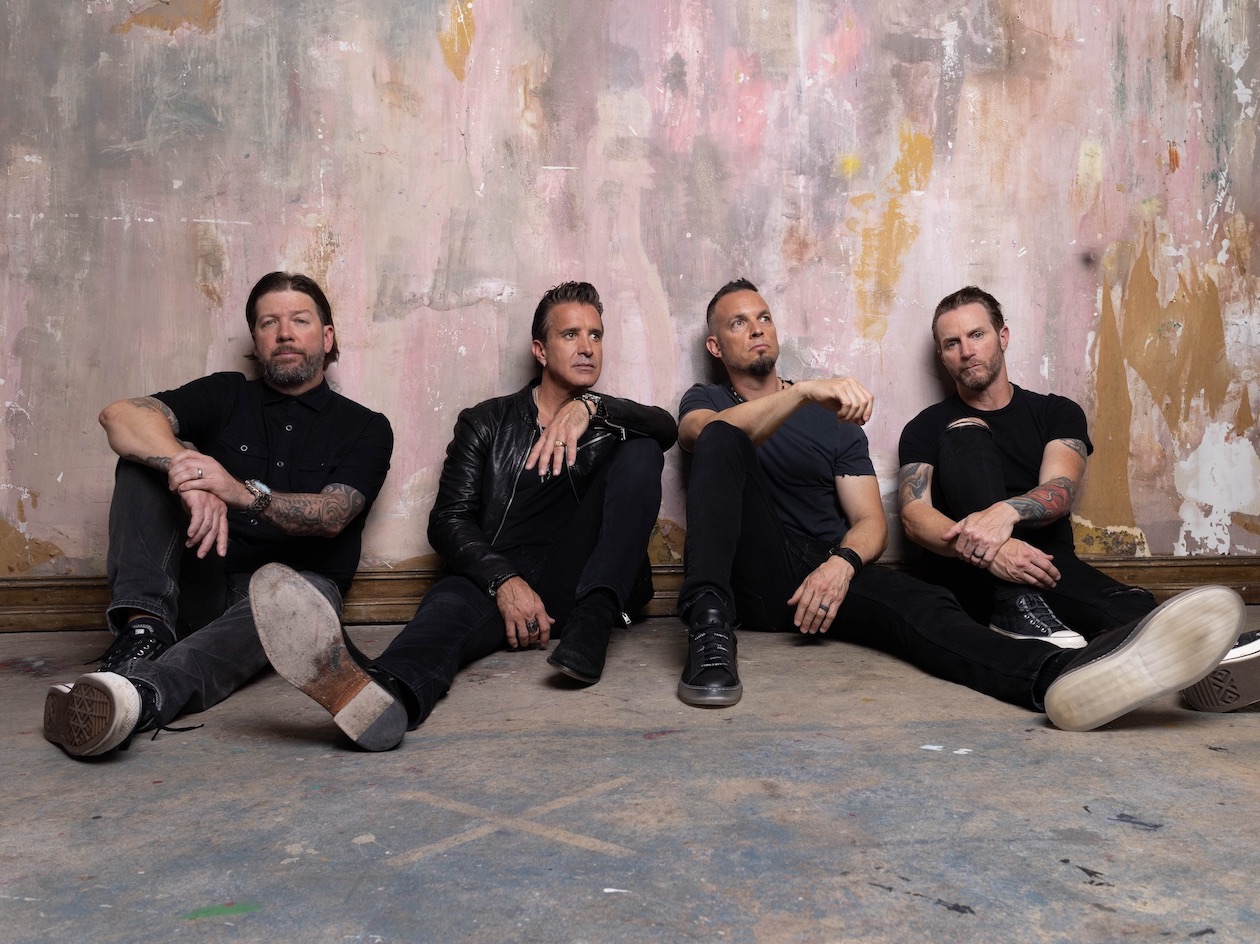 Creed: From left: Scott Phillips, Scott Stapp, Mark Tremonti and Brian Marshall. (Photo credit: Chuck Brueckmann // provided by Live Nation)