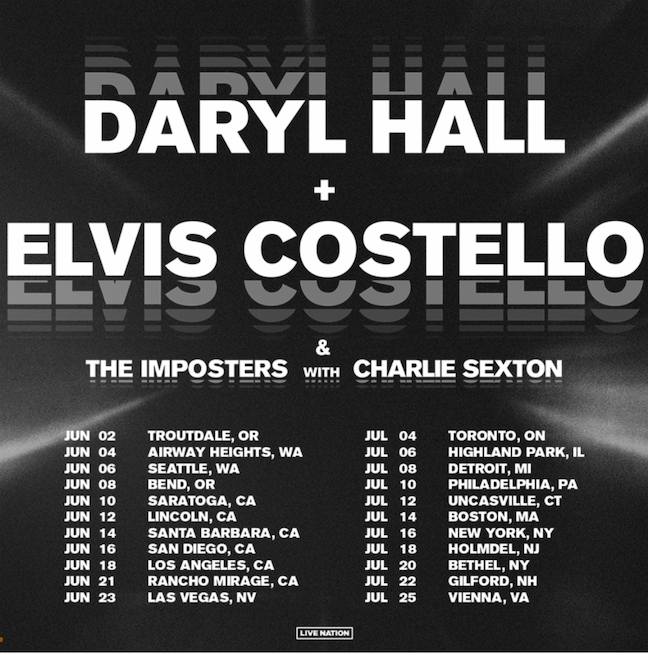 Daryl Hall and Elvis Costello & The Imposters tour image courtesy of Wolfson Entertainment Inc.