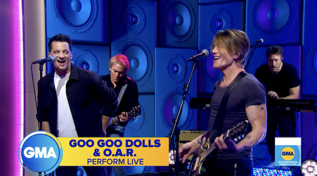 Goo Goo Dolls and Marc Roberge of O.A.R. perform `I Won't Back Down` on `Good Morning America.` (ABC photo courtesy of 2b Entertainment)