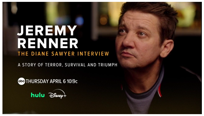 `Jeremy Renner: The Diane Sawyer Interview - A Story of Terror, Survival and Triumph` (ABC News photo // ©2023 American Broadcasting Companies Inc.)