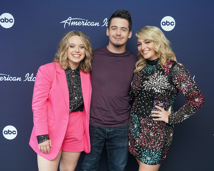 `American Idol` season 20 finalists Leah Marlene, Noah Thompson and Huntergirl. (ABC photo by Eric McCandless)