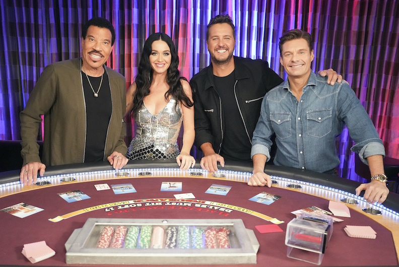 `American Idol` judges Katy Perry, Lionel Richie and Luke Bryan, with host Ryan Seacrest (Photo courtesy ABC Publicity/ ﻿© 2022 American Broadcasting Companies Inc. All rights reserved.)