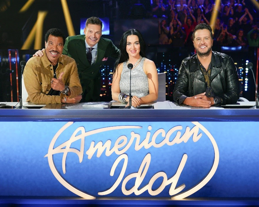 `American Idol`: Lionel Richie, Katy Perry and Luke Bryan (front row) return to host season six, alongside host Ryan Seacrest. (ABC photo by Christopher Willard)