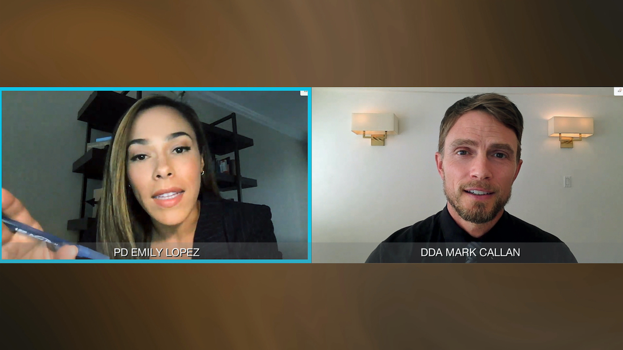 CBS noted the special at-home `All Rise` episode was filmed extensively with FaceTime, WebEx, Zoom and additional online technology. Pictured, from their homes, are stars Jessica Camacho (Emily Lopez) and Wilson Bethel (Mark Callan). `Dancing at Los Angeles` airs at 9 p.m. Monday, May 4. (Screen grab ©2020 CBS Broadcasting Inc. All rights reserved.)