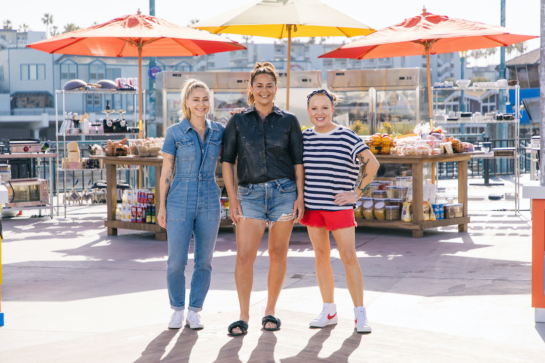 Pictured, on `Beachside Brawl,` are Brooke Williamson, Antonia Lofaso and Tiffani Faison. (Photo courtesy of Food Network)