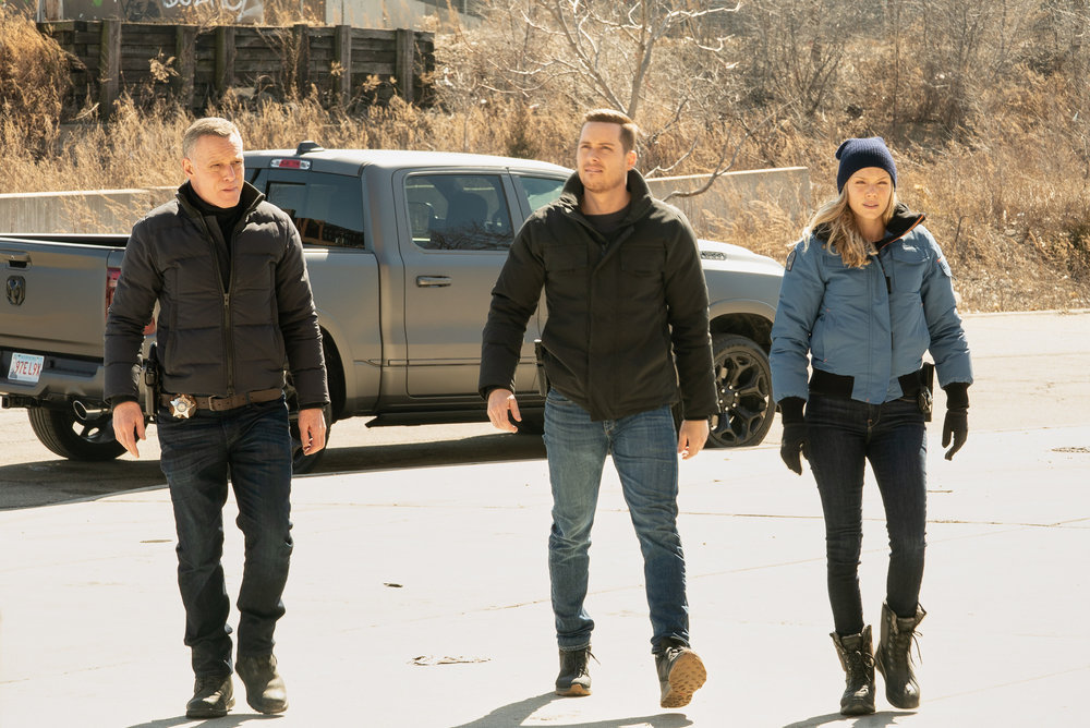 Jason Beghe as Sgt. Hank Voight, Jesse Lee Soffer as Det. Jay Halstead and Tracy Spiridakos as Det. Hailey Upton on NBC's `Chicago P.D.` (NBC photo by Lori Allen)