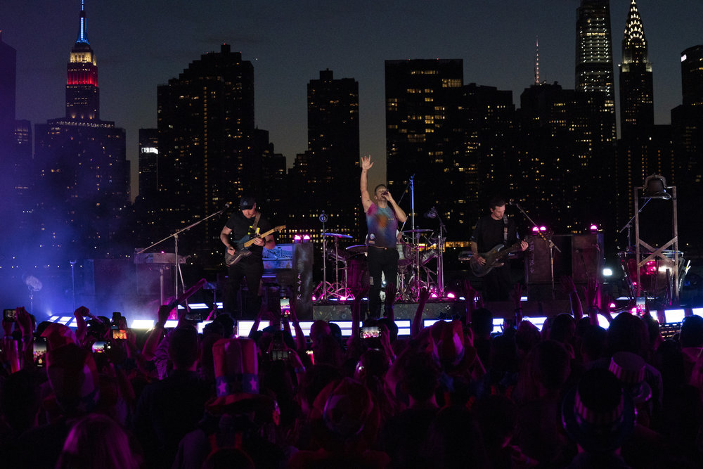 `Macy's 4th of July Fireworks Spectacular`: Coldplay rehearses for the big show. (NBC photo by Virginia Sherwood)