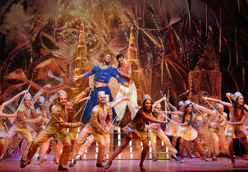 Michael James Scott (Genie) and Michael Maliakel (Aladdin) in `Disney's Aladdin` on Broadway. (Photo by Matthew Murphy/©Disney/courtesy of Shea's Performing Arts Center)