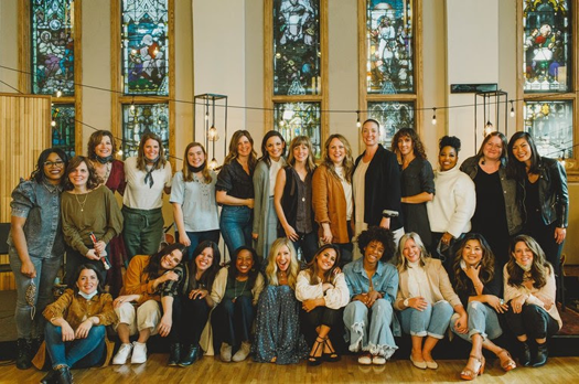 The Faithful Project women gather at the livestream event. Tickets are available for the May 1 event. (Image courtesy of Merge PR)