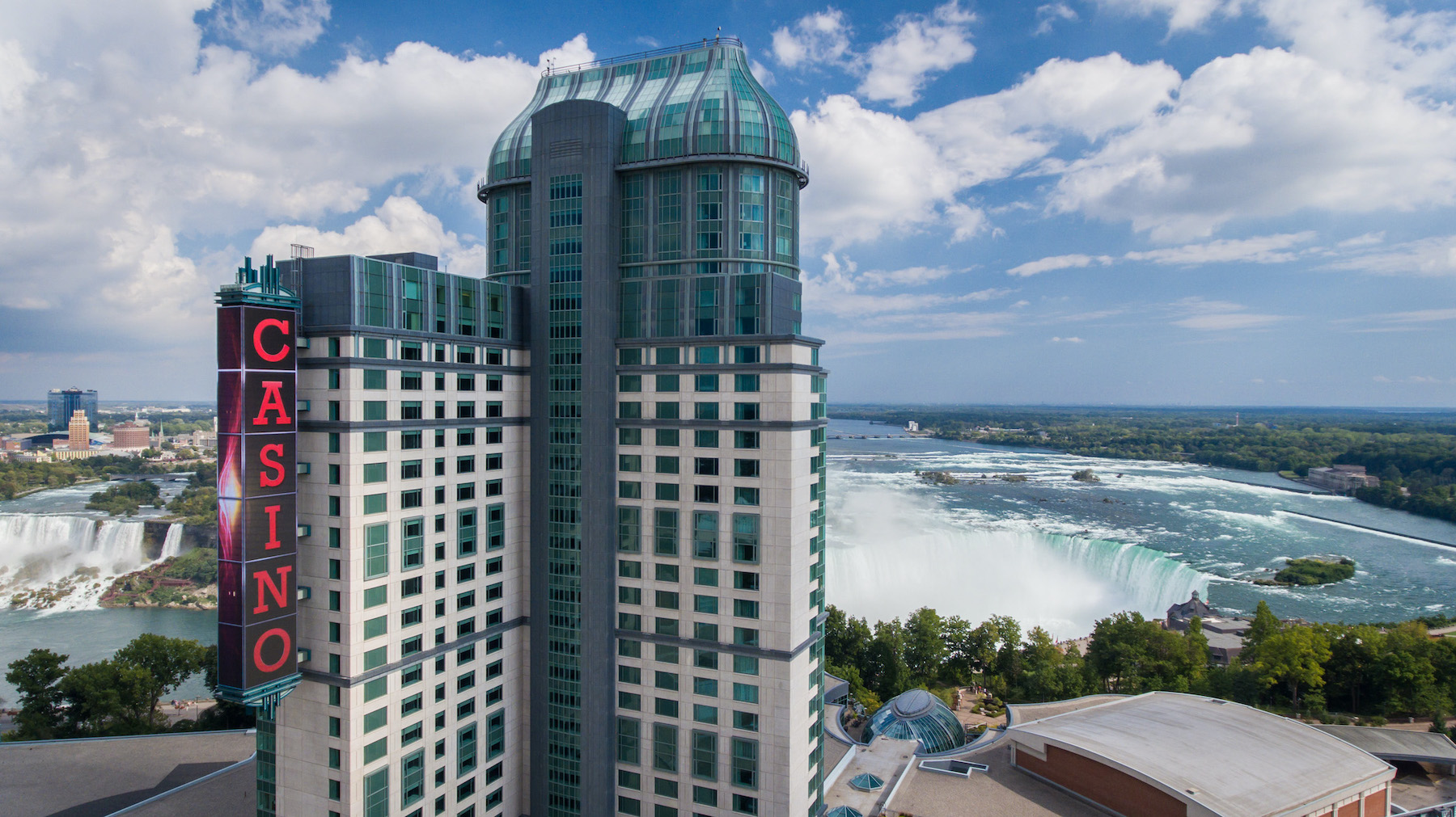 Fallsview Casino Resort and Casino Niagara media center aerial image.