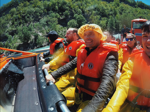 Ryan Seacrest on a Whirlpool Jet Boat Tours boat.