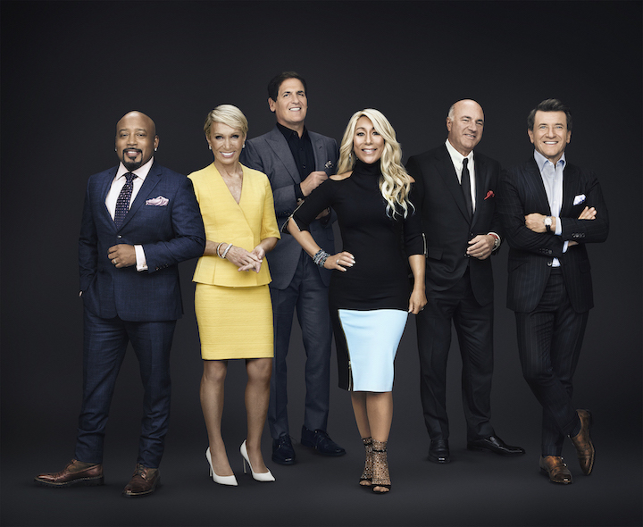 Daymond John, Barbara Corcoran, Mark Cuban, Lori Greiner, Kevin O'Leary and Robert Herjavec are `Sharks` on ABC's `Shark Tank.` (ABC photo by Andrew Eccles)