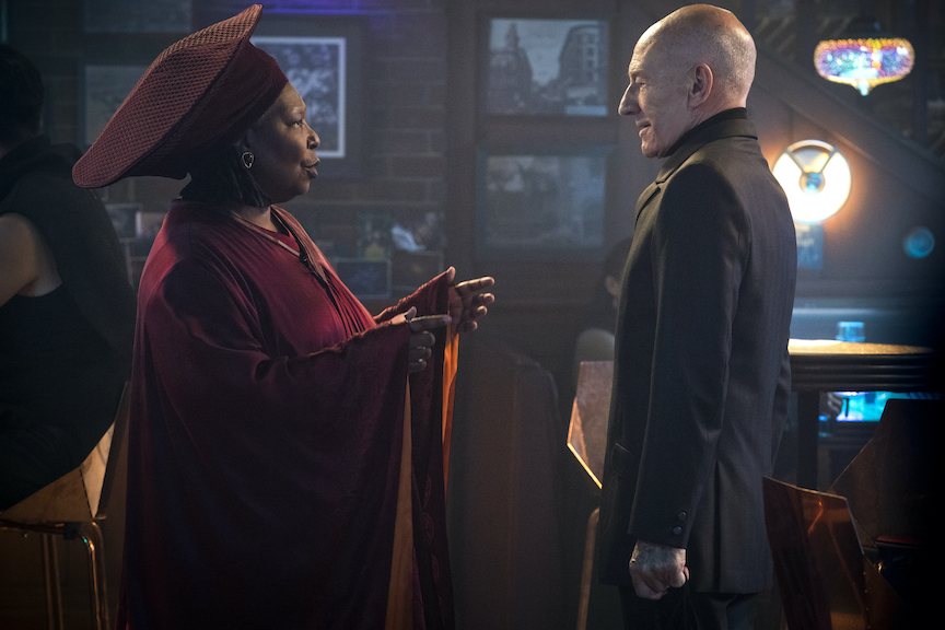 Pictured: Whoopi Goldberg as Guinan and Sir Patrick Stewart as Jean-Luc Picard of the Paramount+ original series `Star Trek: Picard.` (Photo by Nicole Wilder/Paramount+ ©2022 ViacomCBS/all rights reserved)