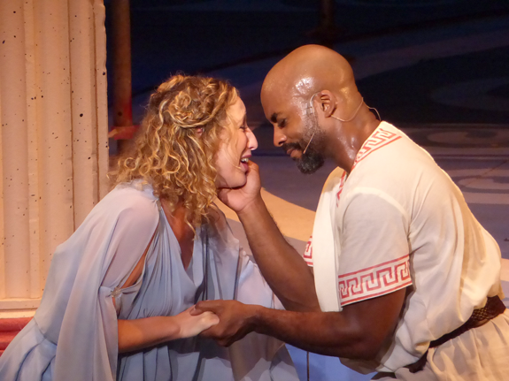 Penelope (Courtney Balan) shares a tender moment with the returning Odysseus (Terence Archie). (Photos by Joshua Maloni)