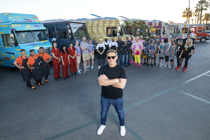 `The Great Food Truck Race` host Tyler Florence and teams. (Food Network photo)
