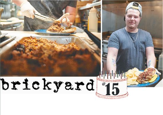 Cook Ben Bailey prepares some of the Brickyard's signature pulled-pork barbecue. (Photos by Mark Williams Jr.)