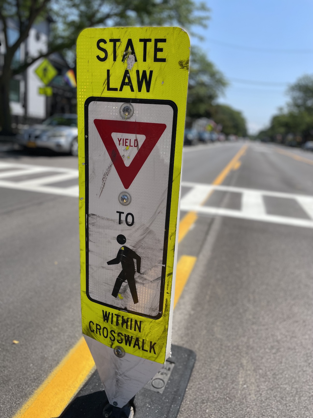 Pedestrians are advised to use village crosswalks when traveling across Center Street in Lewiston.