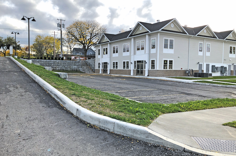 The Ellicott Development plaza at Center, North Eighth and Onondaga streets.