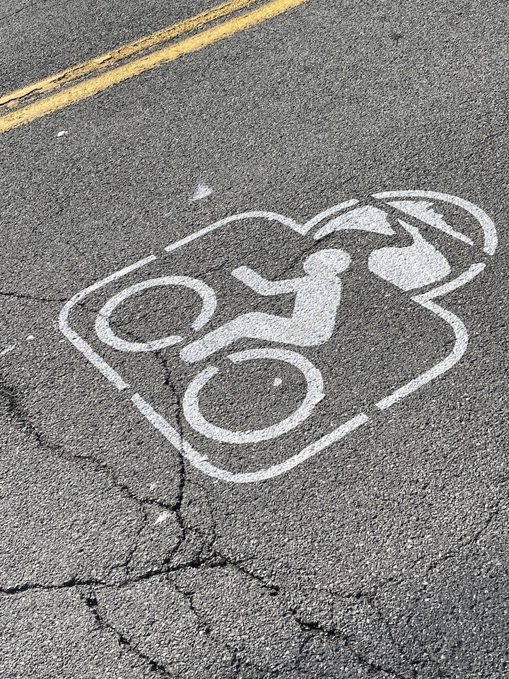 Bike trail stencils have appeared on village streets.