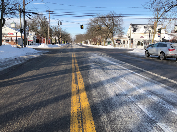 Center Street was fully navigable Wednesday morning, thanks to the work of the Village of Lewiston Department of Public Works. Also shown, below, is a portion of North Fifth Street.
