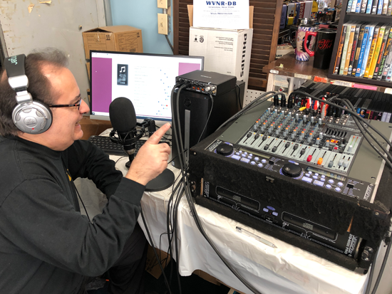 Roger Passero operates Viva Nostalgia Radio inside his store at 445 Center St., Lewiston.