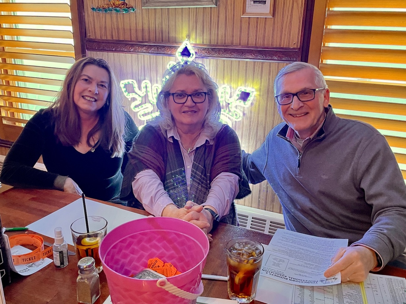 Catherine Stella joins with Cheryl and Mark Butera at the business association's spring meeting this week at Ray's Tavern. (Photo by Kevin and Dawn Cobello, K&D Action photo and Aerial Imaging).