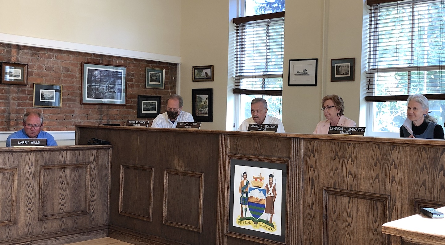 The Village Board was back in session in the designated meeting room.